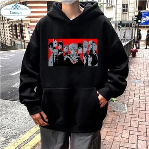 COSSUN Hot Anime Jujutsu Kaisen All Member Printed Fashion Hoodies Pullover Harajuku Hooded Sweatershirt Unisex