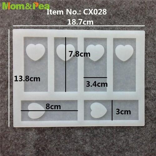 CX028 Rectangel With Heart Silicone Mold Chocolate Ornamental Fondant Mould Cake Decoration Tools