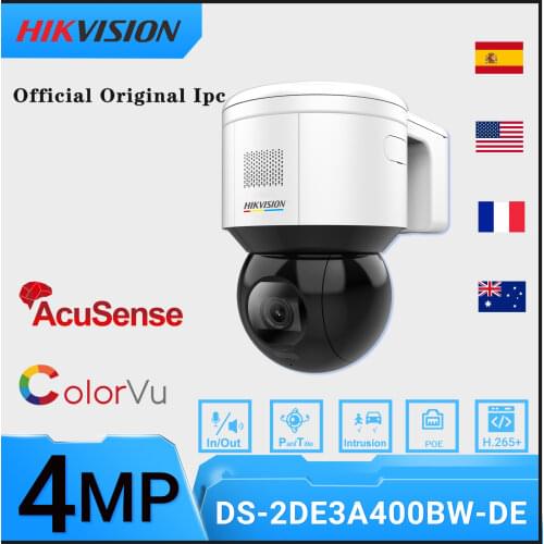 Hikvision DS-2DE3A400BW-DE(F1)(S5) 4MP IP Camera POE Acusense ColorVu Pan Tilt H.265+ IP66 2-Way Audio Speed Dome Deep Learning