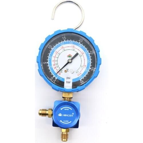 HS-468AL Low Pressure 1-Way Manifold Gauge For R410a R32 Refrigeration Air Conditioning Liquid Meter Snow Table Refrigerant