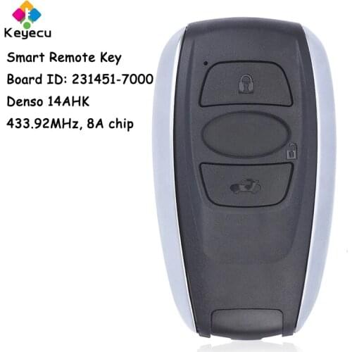 KEYECU Keyless Go Smart Remote Key With 433MHz H/8A/RF430 Chip P1=F3 Denso 14AHK - FOB for Subaru Forester Legacy Impreza XV BRZ