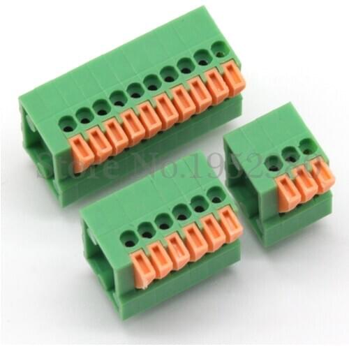 50PCS 2.54MM PITCH SPRING TERMINAL BLOCKS CONNECTOR 1/2/3/4/5/10-20P KF141V STRAIGHT PIN GREEN Environmental Protection