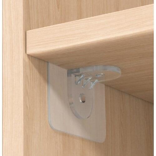 4pcs Adhesive Shelf Support Pegs Drill Free Nail Instead Holders Closet Cabinet Shelf Support Clips Wall Hangers