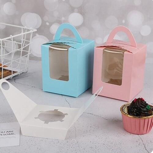 Cake Box Transparent Gift Boxes Dessert Pastry Paper Cup Portable Cake Box Diy Clear Cake Box For Birth Wedding Party Supplies