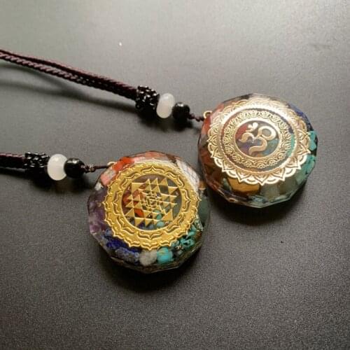 Metatrons Cube Merkaba 7 Chakras Crystal Stone Orgone Energy Pendant Necklace T4MD