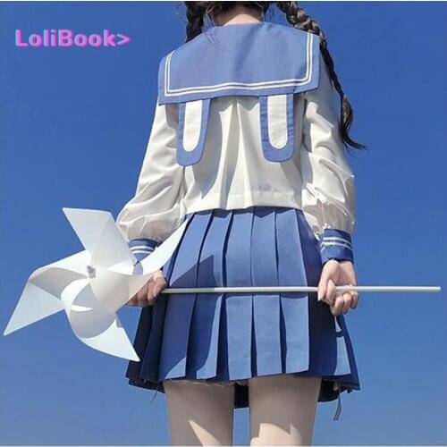 Lolibook Cute Japanese School Uniforms Pleated Skirt JK Uniform COS Costume Women Sailor Collar Blouse Preppy Style Suit