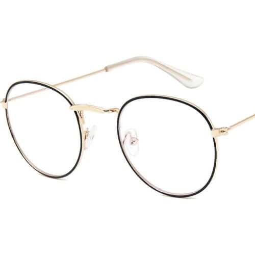 Metal Round Glasses Frame Women Vintage Eyeglasses Frame Women/Men Mirror Eyewear Frame Men Anti-blue Light Glasses Women