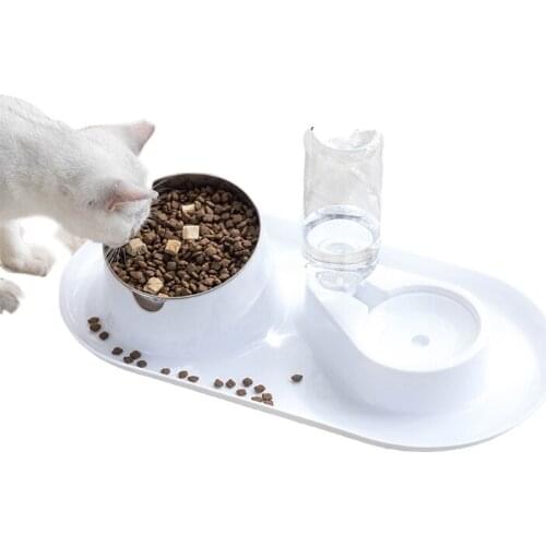 Cat Bowl Anti-Spilling Tilting Multifunctional for Feeding Removable Adequate Capacity Feeder Automatic Siphon Water Injection