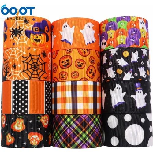 Halloween Series Cartoon Grosgrain Ribbons,M-21711-1027 38mm 10Yards Bow Cap Accessories Halloween Party Gift Wrap DIY Handmade