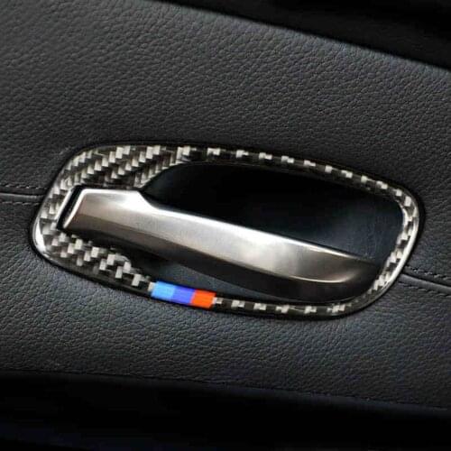 Carbon Fiber Car Interior Door Handle Cover Trim Door Bowl Stickers Accessories For BMW 5 Series E60 E61 F10 2005-17 Car Styling