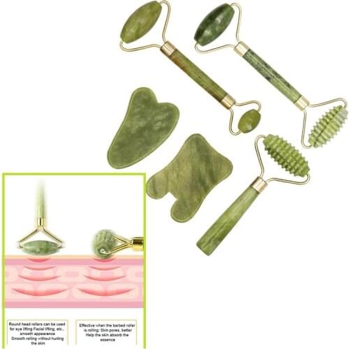 Natural Face Massager Jade Roller Guasha гуаша Scraper Facial Skin Care Tools Roller Massage Microniddle Facial cleanser
