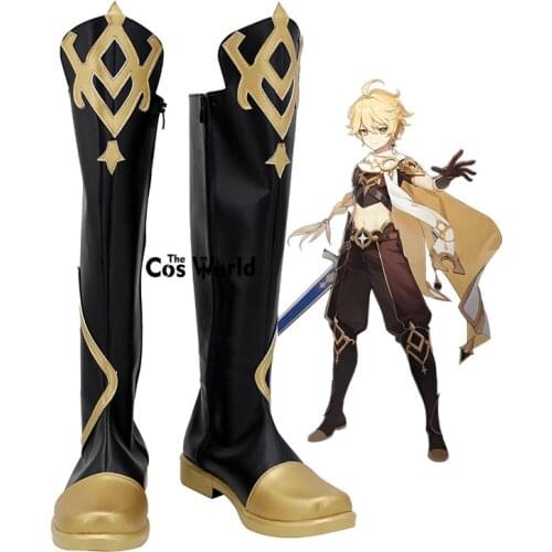 Genshin Impact Traveler Aether Games Customize Cosplay Low Heel Shoes Boots