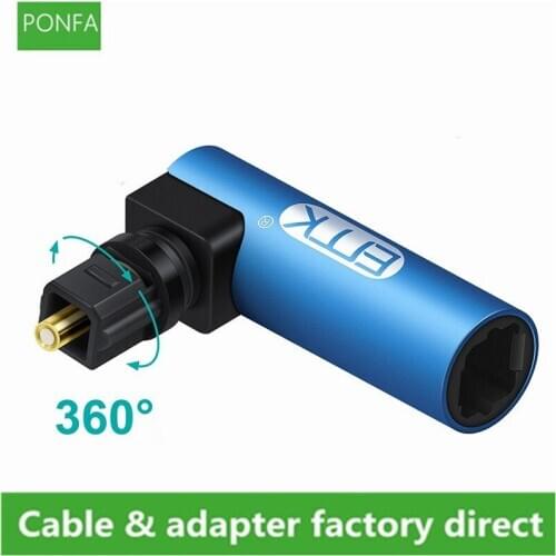 Spdif Optical Connector Toslink 90 Degree Optical Audio Cable Adapter Male to Female Right Angle Stereo Audio 360 Rotates