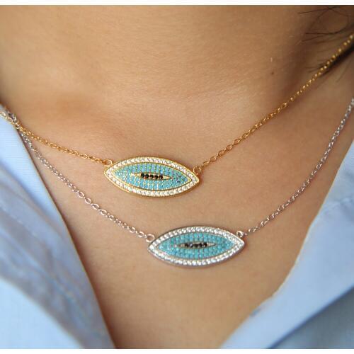2016 new arrive pave stone Evil Eye Necklace Pendant Lucky For Women 925 sterling silver CZ NecklaceS Turkish Jewelry