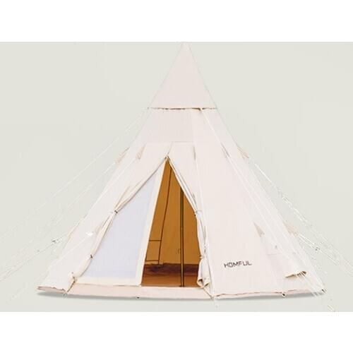 Outdoor Camping 3M/4M Pyramid Cotton Tent 5-8 Persons Big Space Waterproof 3000mm 200G TC Cotton Canvas 4 Seasons Portable Tent