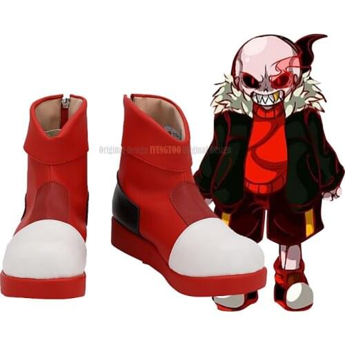 Undertale Sans Cosplay Boots Red Shoes Custom Made Any Size for Halloween Party Cosplay Accessories
