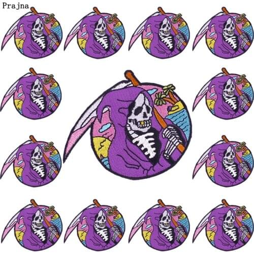 Prajna 10 PCS Punk Skull Applique Patches On Clothes Punk Biker Patch Embroidered PatchesFor Clothing Sticker Punk Badges