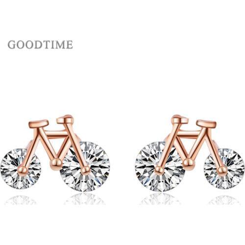 Trendy Women Really 925 Sterling Silver Earrings Creative Small Bicycle Shaped Earrings Female Woman Bicycle Temperament Earring