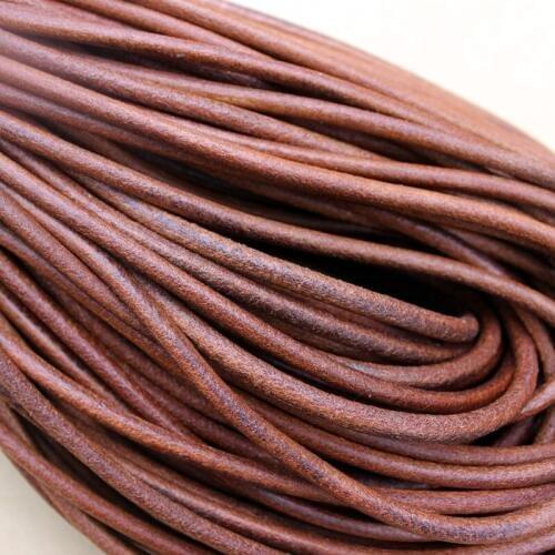 1 Meter Handmade Round Genuine Leather Cords Accessories 6mm Vintage Brown/Black/Khaki Color Leather Thread Rope DIY Jewelry