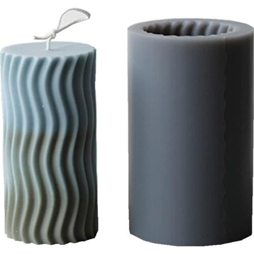 Ripple Carved Cylinder Candle Mold Pillar Silicone Molds for Scented Candle Wax Home Decorations Resin Plaster Craft Mould