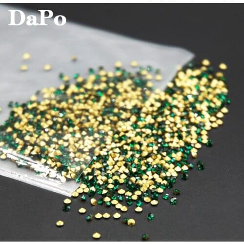 All Size SS4-SS30 Dark Green/Emerald Color Round Point Back Glass Crystal Chatons Glue on Rhinestones Strass