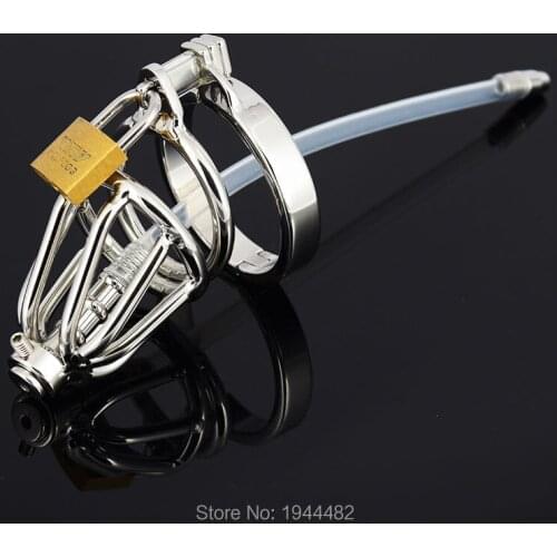 Top Quality Stainless Steel Penis cage Male Chastity Device With Urethral Catheter Short Cock Cage metal Chastity Belt Sex Toys