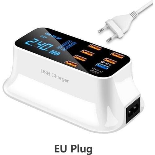 8 Ports Quick Charge 3.0 USB Type-c Charger For Android iPhone Adapter PD 3.0 Phone Tablet Fast Charger For huawei samsung