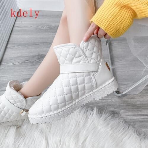 Women Slip on Flat Cotton Shoes Women Light Waterproof Ankle Boots Female White 2020 Winter Super Warm Snow Boots