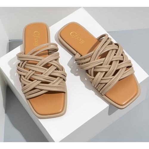 Women Slippers Flip Flops Shoes Fashion 2021 New Summer Female Flats With Casual Outside Slides Ladies Weave Rome Slippers