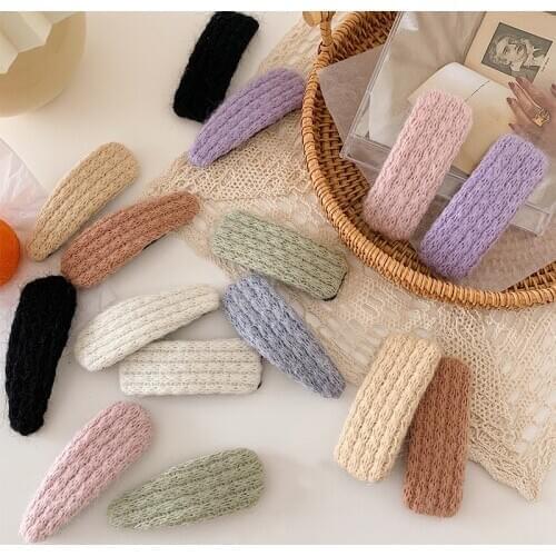 Ruoshui Woman Knitted Hairpins Wool Hair Clips Girls Hair Accessories Hairgrip Ornaments Barrettes Hairband Headwear