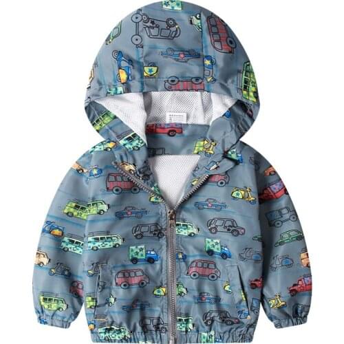 ZWY738 Kids Jackets For Girls Childrens Jacket Boys and Girls Full Print Cartoon Print Hooded Windproof Children Jacket