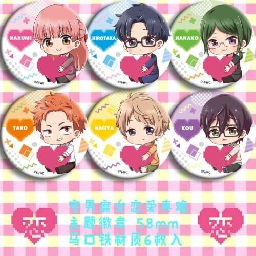 1pc Anime Wotakoi: Love is Hard for Otaku Kou Taro Hirotaka Hanako Narumi Badges Brooch Pins