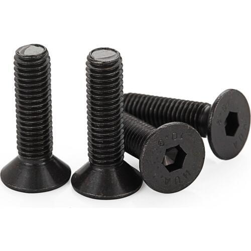 10PCS M5 Black 10.9 Flat Head Countersunk Screw Hex Socket Countersink Bolt M5*8/10/12/16/20/25/30/40/50mm