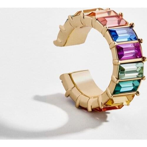 12 pcs/lot Alloy geometry colorful crystal jewel shape"C" ear clip E-012