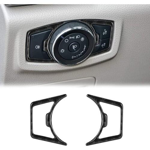 2Pcs Compatible with Carbon Fiber Headlight Switches Button Cover Trim Interior Accessories 2PCS for Ford F150 2015-2020