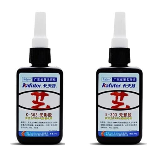 2pcs/lot 50g K-303 kafuter UV glue uv curing adhesive Acrylic transparent plastic glass metal adhesive