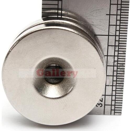 2 pcs Lot Strong Countersunk Magnets 30mm x 5mm Hole: 5mm Disc Rare Earth Neodymium