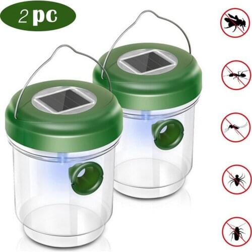 2PCS Solar LED Gardening Fly Trap Insect Trap Outdoor Fruit Fly Wasp Non-Toxic Insect Repellents Garden Park Insect Catcher Tool