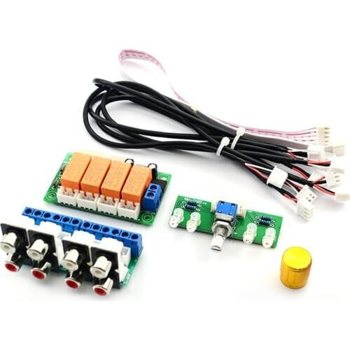 4-Way Relay Audio Input Signal Selector Switching RCA Audio Input Selection Board of Rotary Switch for Amplifiers