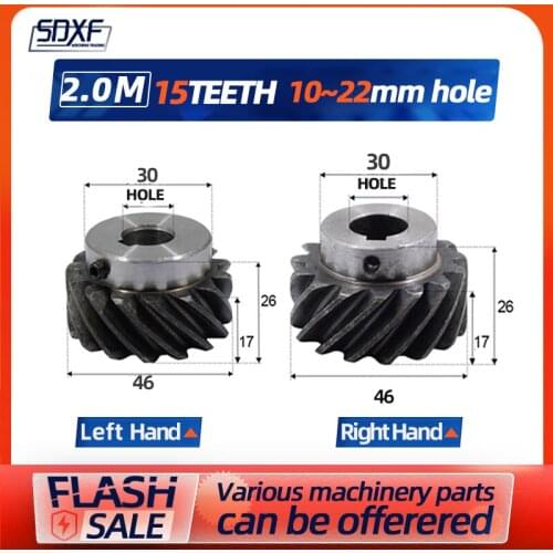 45 degree ，Two piece, left helical gear, 2M15T, can be used with matching right helical gear, factory direct sale