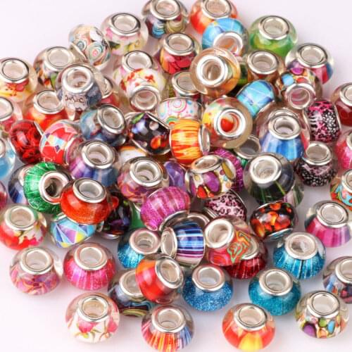 8x13MM 20Pcs Mixed Big Hole (5mm) Loose Beads Charms Jewelry DIY Pendant Anklet Bracelet European Style