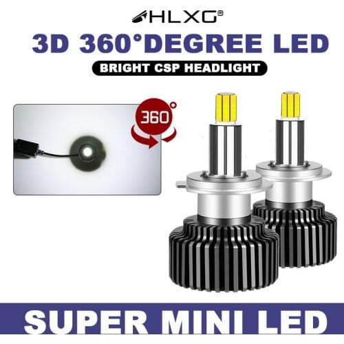 HLXG H4 9012 H8 H9 20000LM H11 LED 9005 9006 HB3 HB4 bulb H1 3D 24 Sides 12V Auto Light lamps CSP Chips 6000K 8000K H7 LED 360