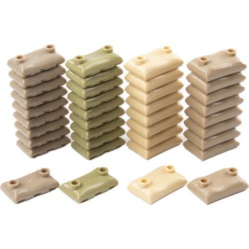 City Accessories Sandbag Building Blocks MOC WW2 Army Bricks Weapon Wall Compatible Military Parts Sandbags Toys for Child C147