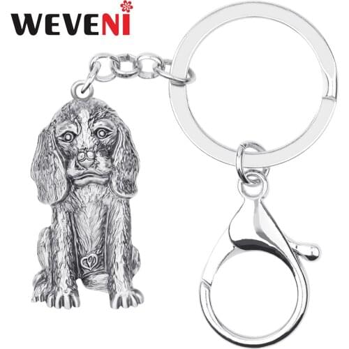 WEVENI Alloy Plated Antique Gold Beagles Dog Keychains Keyring Lovely Animal Key Chain Jewelry For Women Kids Men Classic Gift