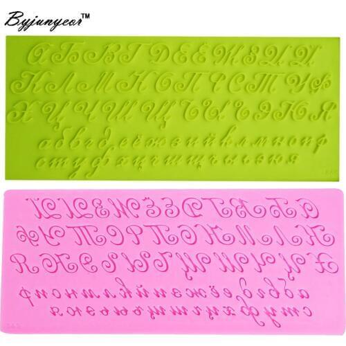 Byjunyeor M471 Letters Epoxy UV Resin Silicone Mold Cake Decoration Fondant Cake 3D Mold Food Grade 24.6*10.3*0.6cm