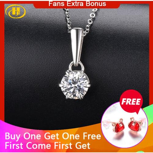 Hutang 1 Carat Moissanite 6 Claws Design Pendant Solid 925 Sterling Silver Necklace Exquisite Style Fine Jewelry for Women Gift