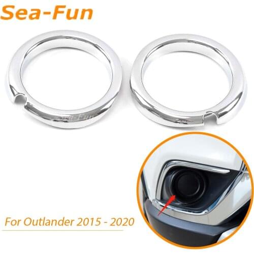 For Mitsubishi Outlander 2015 - 2020 Front Head Fog Light Lamp Ring Sticker Molding Trim Cover Foglight Frame Car Accessories