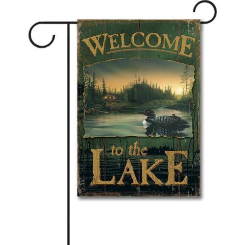 Custom Loon Lake Welcome Flag Garden Flag 30*45cm 12x18inches Polyester double sided Banner without flagpole