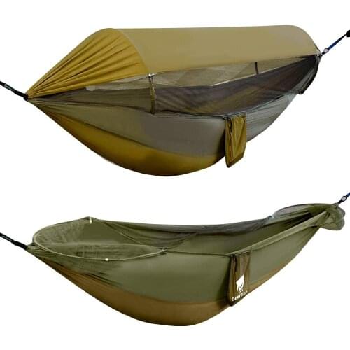 GeerTop Upgraded Hammock 3 in 1 Hammocks Sun Shelter Tarp Waterproof Durable Nylon with Anti-Mosquito Net Home Garden Play