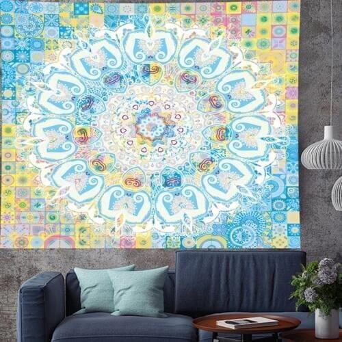 Indian Mandala Tapestry Bohemian Retro Geometry Polyester Wall Hanging Table Cloth Curtain Blanket Yoga Mat Blanket Sandy Beach